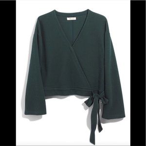 Madewell Dark Green Long Sleeves Wrap Top
